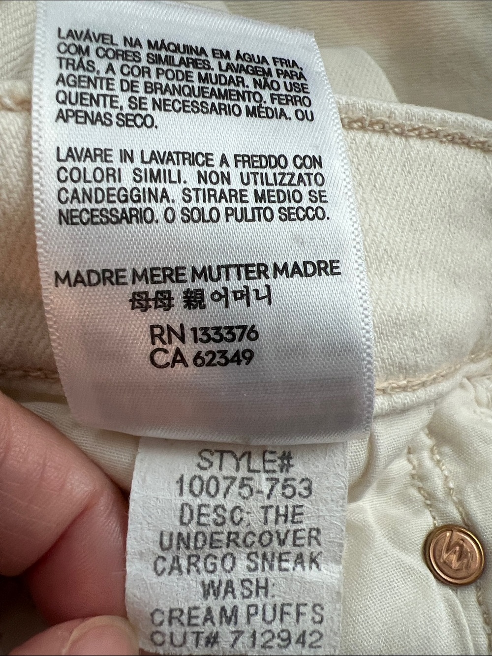 MOTHER The Undercover Cargo Sneak Wide Leg Cream Puffs Size 30 - Picture 14 of 16